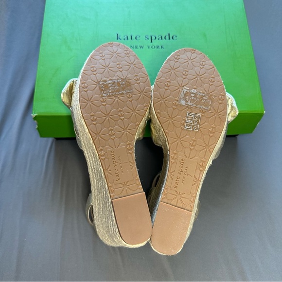 NIB Kate Spade Tianna Metallic Gold Wedge Sandals - Picture 6 of 9